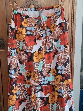 Anthropologie Denyse Tiered Floral Maxi Dress Coverup Midi Women’s Small